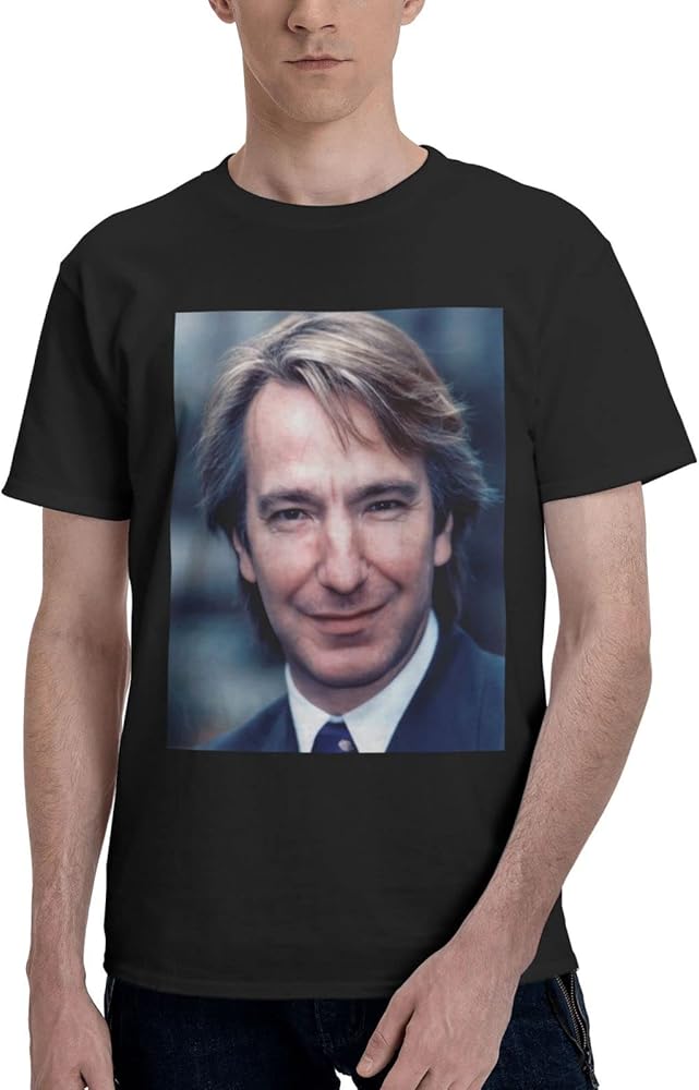 Alan Rickman T Shirt Men's Lightweight Soft Short Sleeve Casual Basic Round Neckline Tee Tops