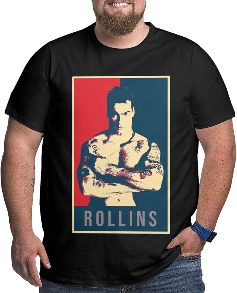 Henry Rollins Plus-Size t Shirt Men's Fashion Loose Fit O-Neck Short Sleeve Big and Tall Cotton Top Tees