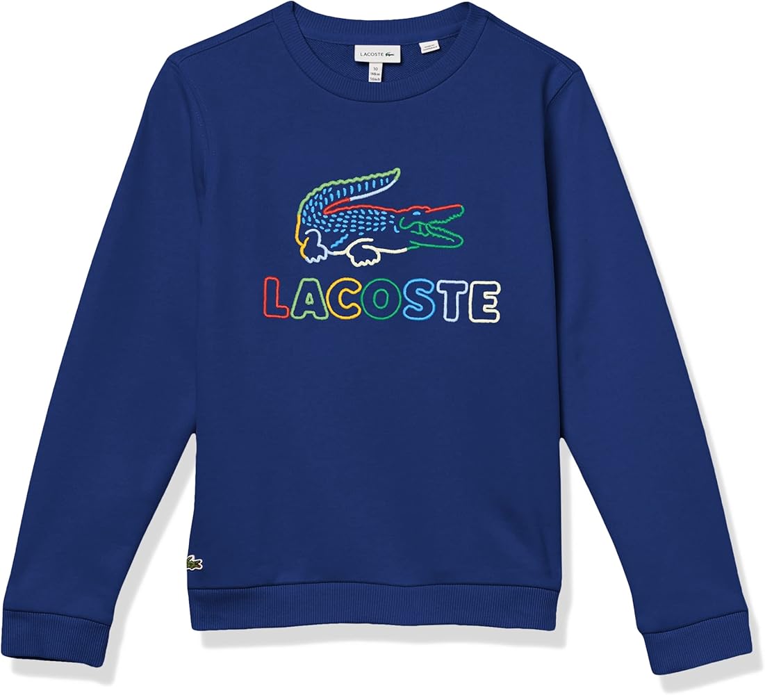 Lacoste Kids' Long Sleeve Rainbow Logo Crewneck Sweatshirt