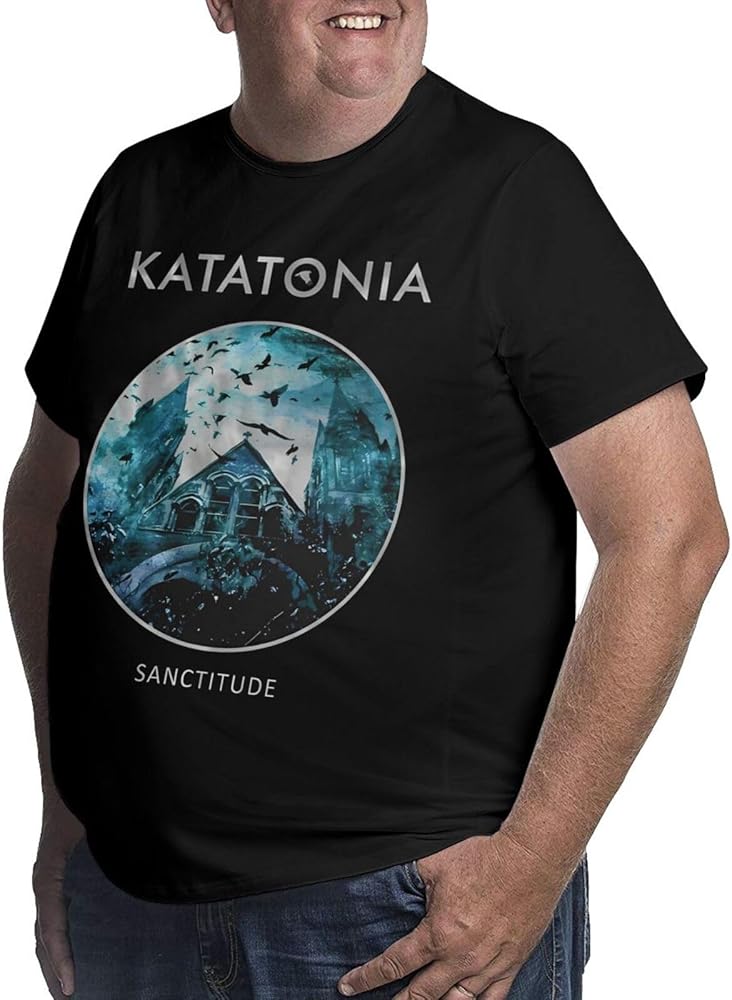 Big Size T Shirt Katatonia Men's Summer Round Neck Tee Short Sleeve Tops Black