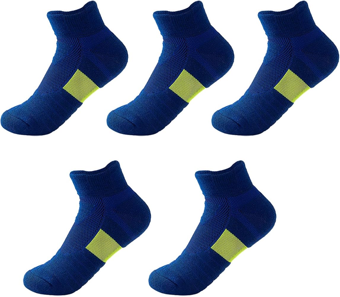 Boys Socks Ankle Athletic Socks Low-Cut Cushioned Breathable Sport Big Kids Socks 8-15 Years（5 Pairs）