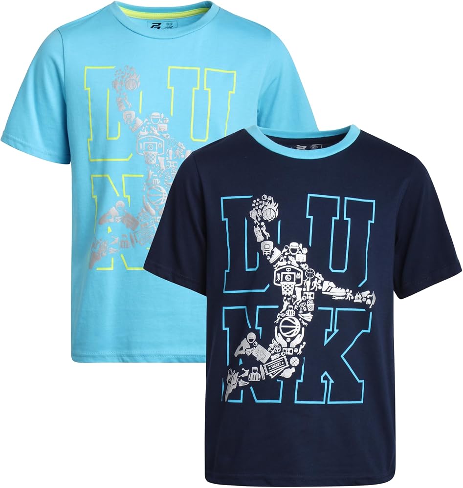 Boys' Performance T-Shirts - 2 Pack Performance Cotton Graphic Sports T-Shirt - Youth T-Shirt for Boys (8-16)