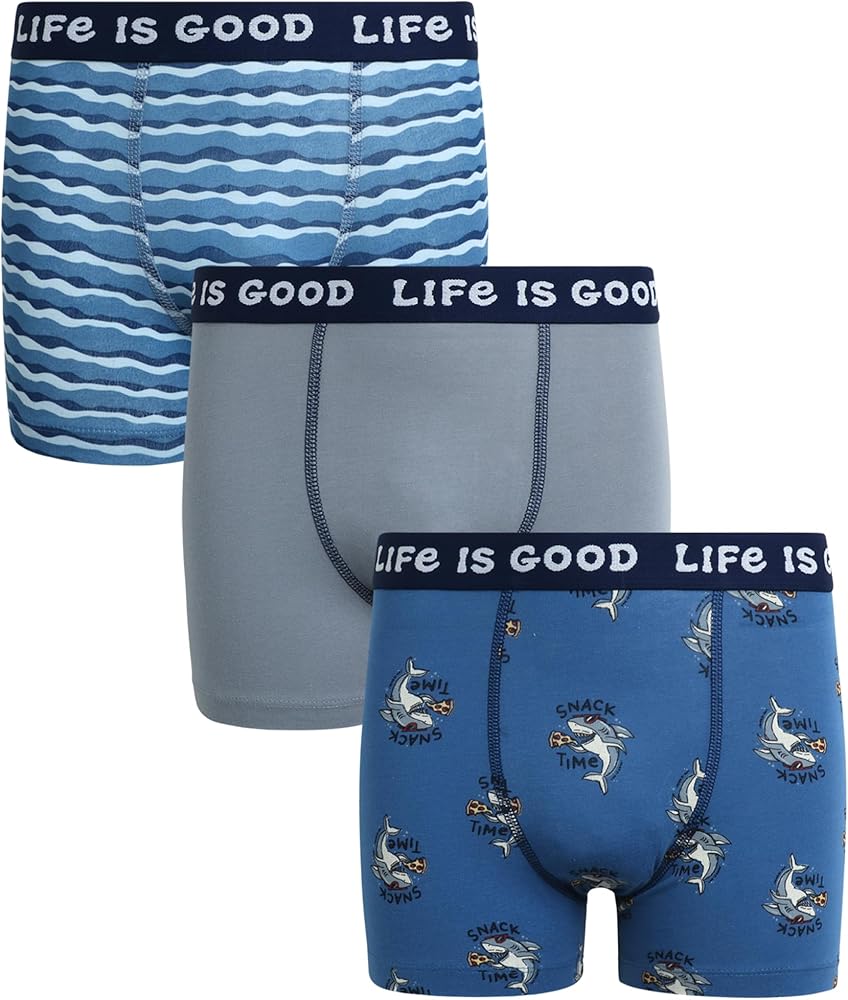 Life is Good Boys' Boxer Briefs - 3 Pack Casual Stretch Comfort Boys Boxers - Kids Boxer Briefs Underwear for Boys (6-18)