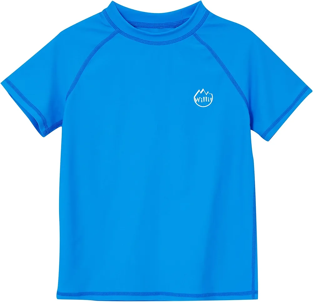 Willit Boys Rash Guard Swim Shirt Baby/Toddler Short Sleeve UPF 50+ Sun Protection SPF Quick Dry Shirt