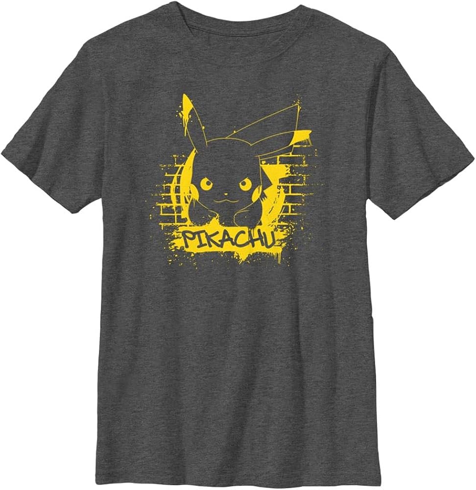 Pokemon Kids Pikachu Graffiti Boys Short Sleeve Tee Shirt