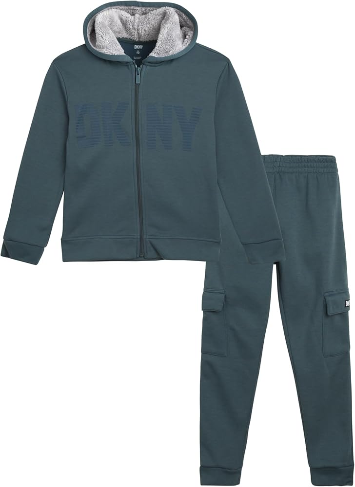 DKNY Boys' Sweatsuit Set - 2 Piece Fleece Sweatshirt and Jogger Sweatpants (Size: 4-12)