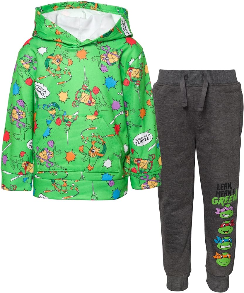 Teenage Mutant Ninja Turtles Fleece Pullover Hoodie and Pants Outfit Set Toddler to Big Kid Sizes (2T - 18-20)