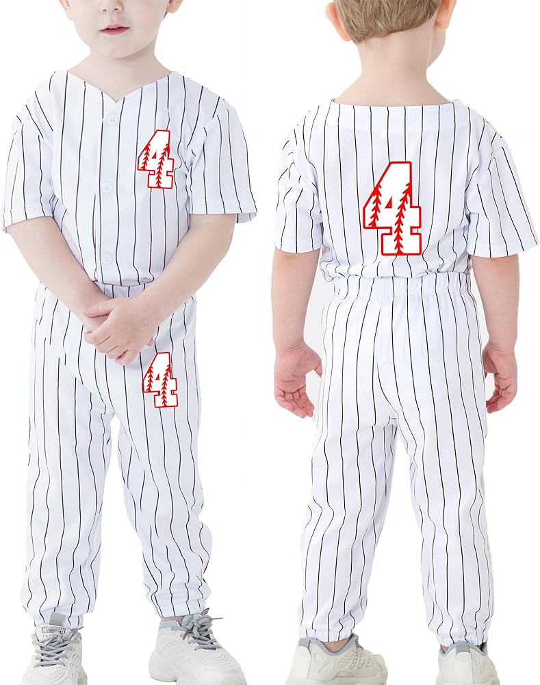 BAICAIYU Toddler Boys Birthday Outfit Kids Baseball Jersey and Pants Suit Set 2nd 3rd 4 Years Old Stripe Cute Summer Clothes