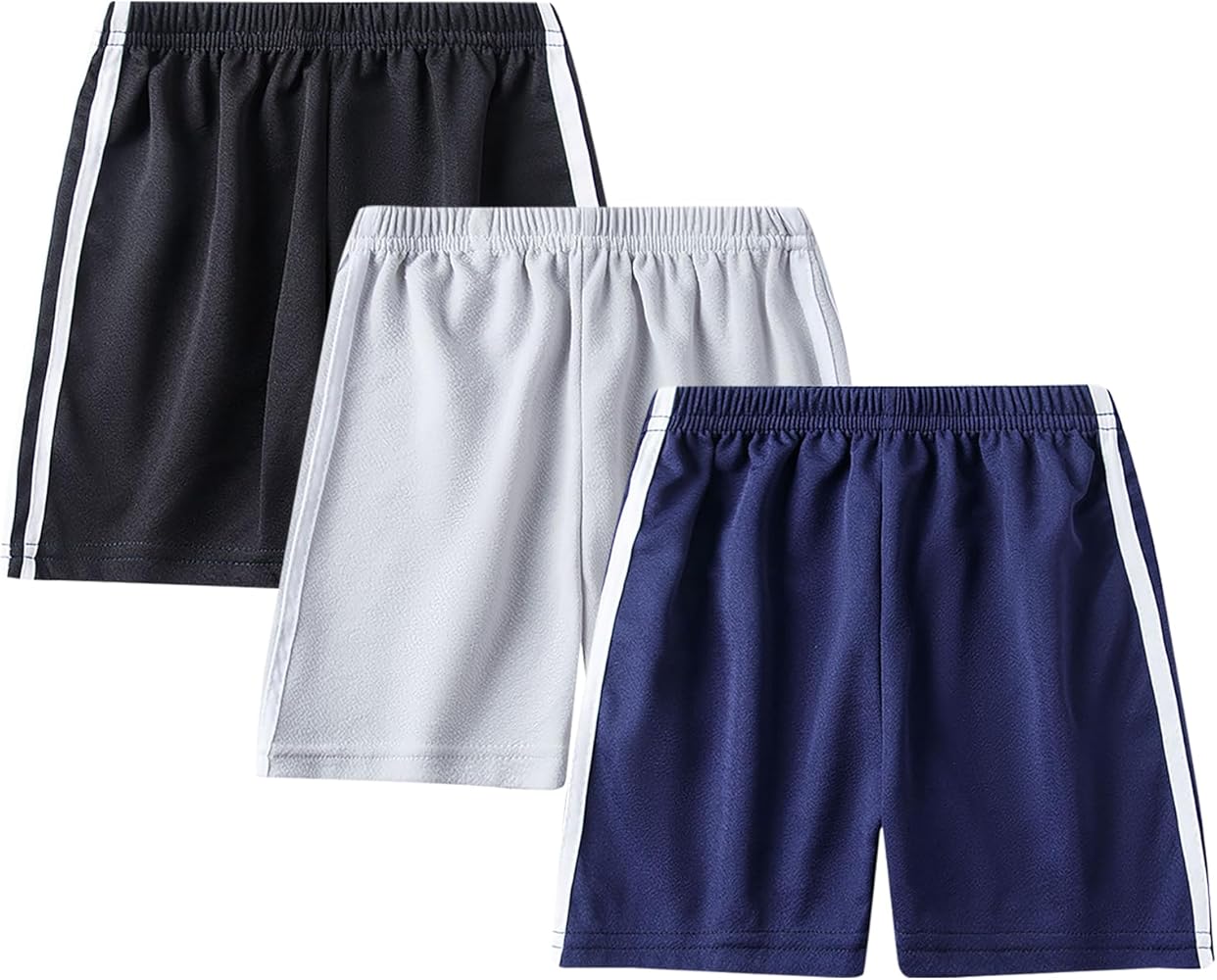 Phedrew 3-Pack Boys Athletic Shorts Quick Dry Performance Basketball Shorts for Kids