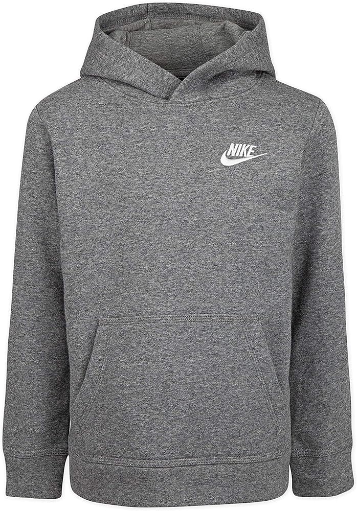 Nike Boy's Club Fleece Pullover Hoodie (Little Kids) Carbon Heather 6 Little Kid