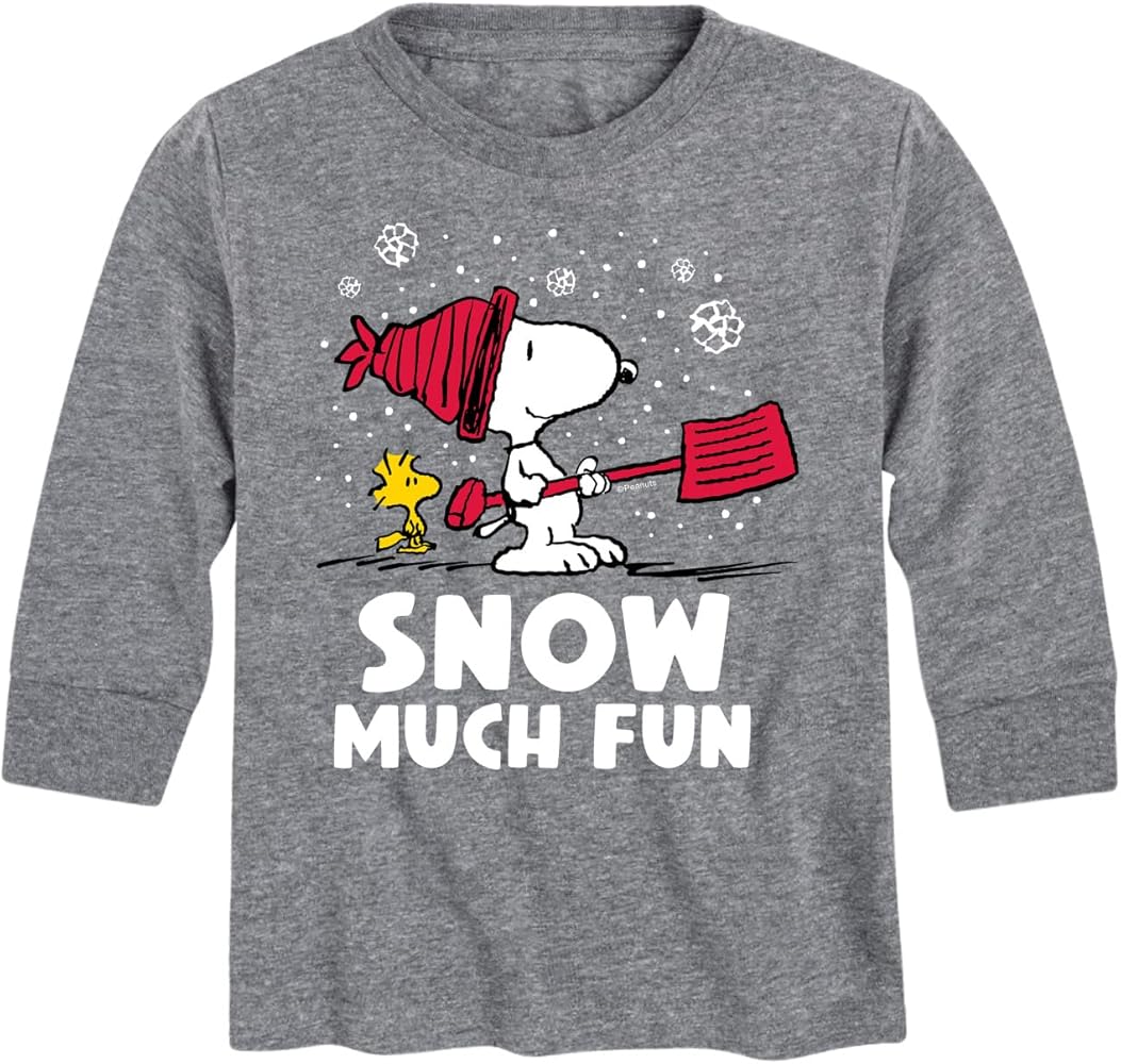 HYBRID APPAREL - Peanuts - Snow Much Fun - Toddler and Youth Long Sleeve Graphic T-Shirt