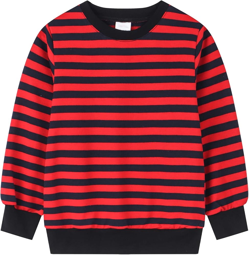 Toddler Kids Girls Boys Long Sleeve Basic T Shirt Casual Stripe Prints Sweatershirt Tees Shirt Tops