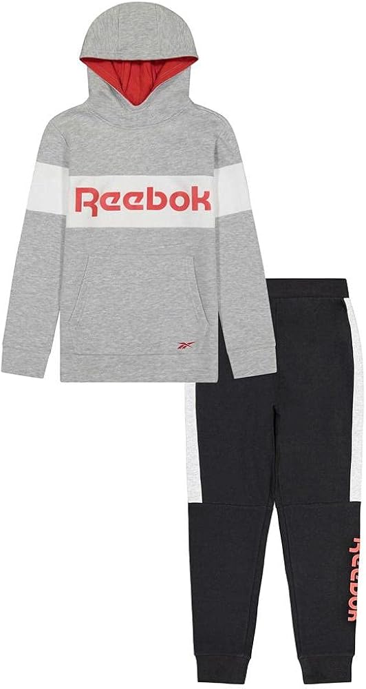 Reebok boys 2-piece Tracksuit Clothing Set - Pullover Hoodie Sweatshirt + Comfy Fleece Jogger Sweatpants