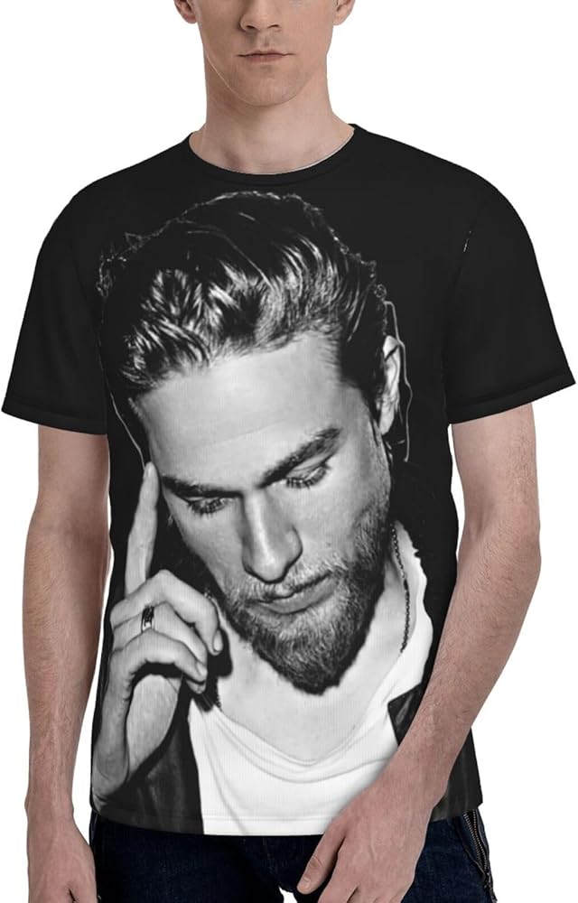 Charlie Hunnam T Shirt Mens Summer Fashion Casual Round Neck Short Sleeve Cotton Tee Top