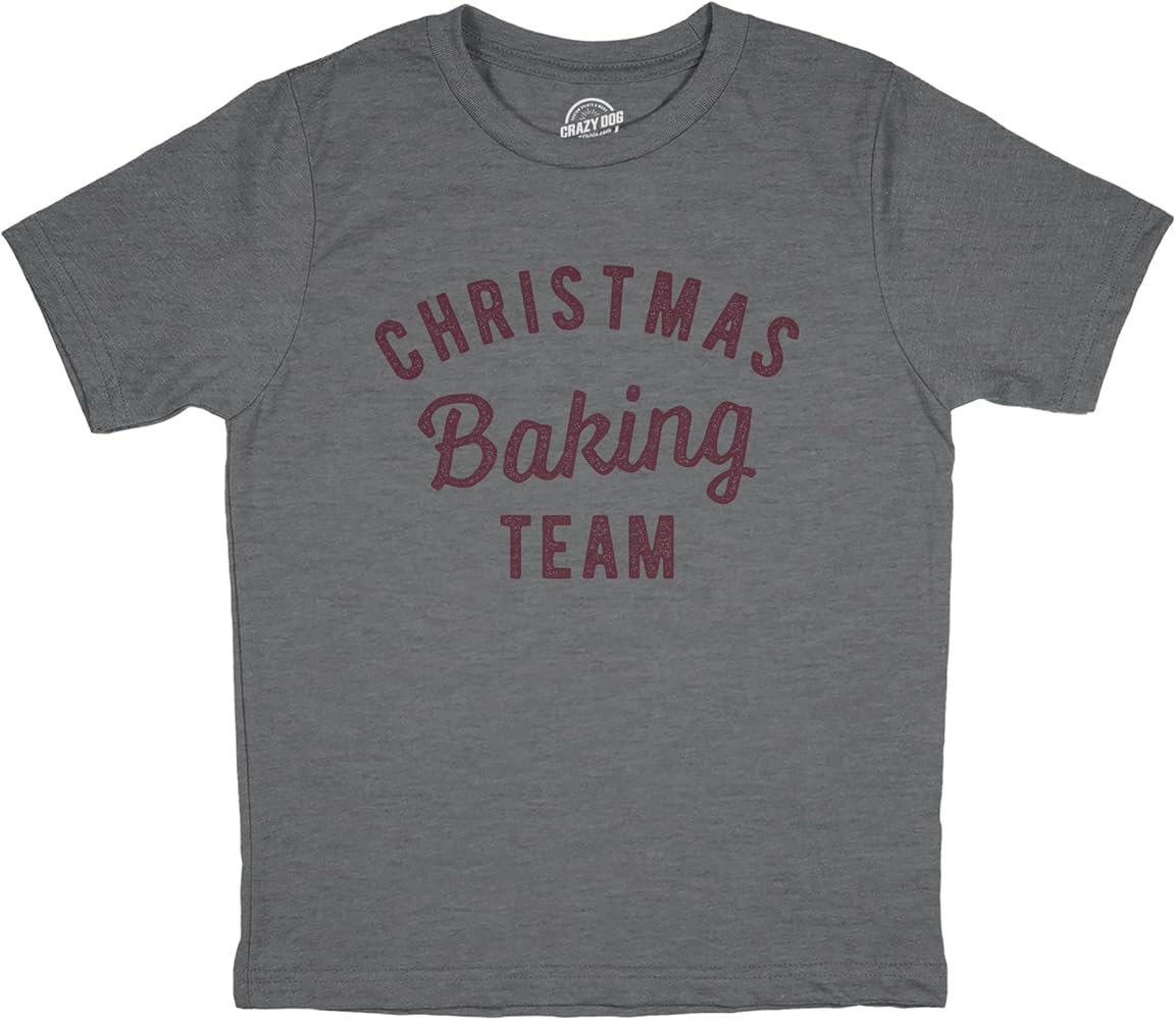 Youth Christmas Baking Team Tshirt Funny Xmas Party Family Novelty Graphic Tee for Kids