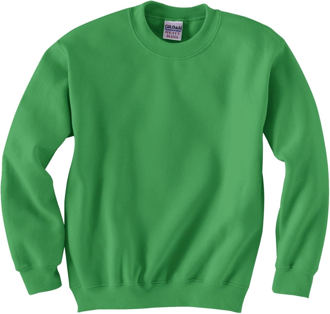 Gildan Youth 7.75 oz. Heavy Blend 50/50 Fleece Crew, Irish Green, S