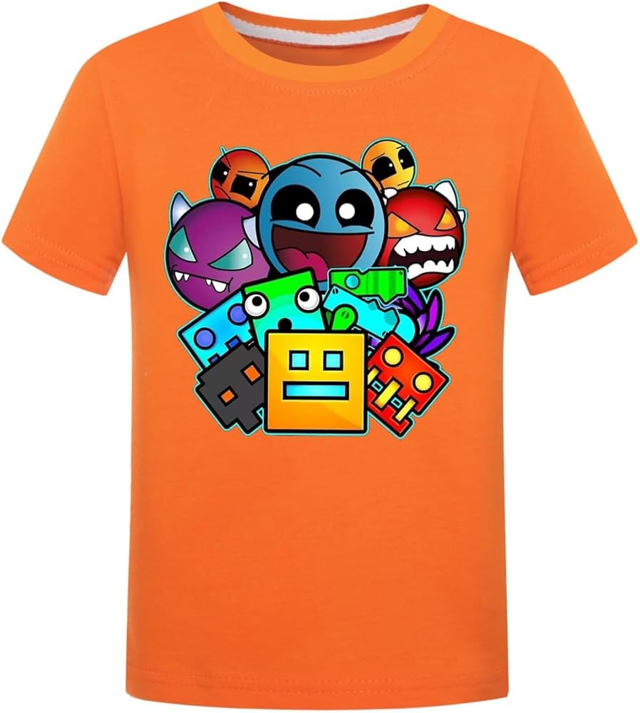 Kids Summer Short Sleeve t Shirt Geometry Dash Cotton Baby Boys tees Little Girls Tops Teens Clothes chlid Shirts