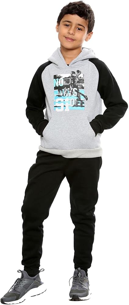 Kids Boys No Days Off Black Tracksuit Fleece 2 Piece Hoodie Sweatshirt & Trouser