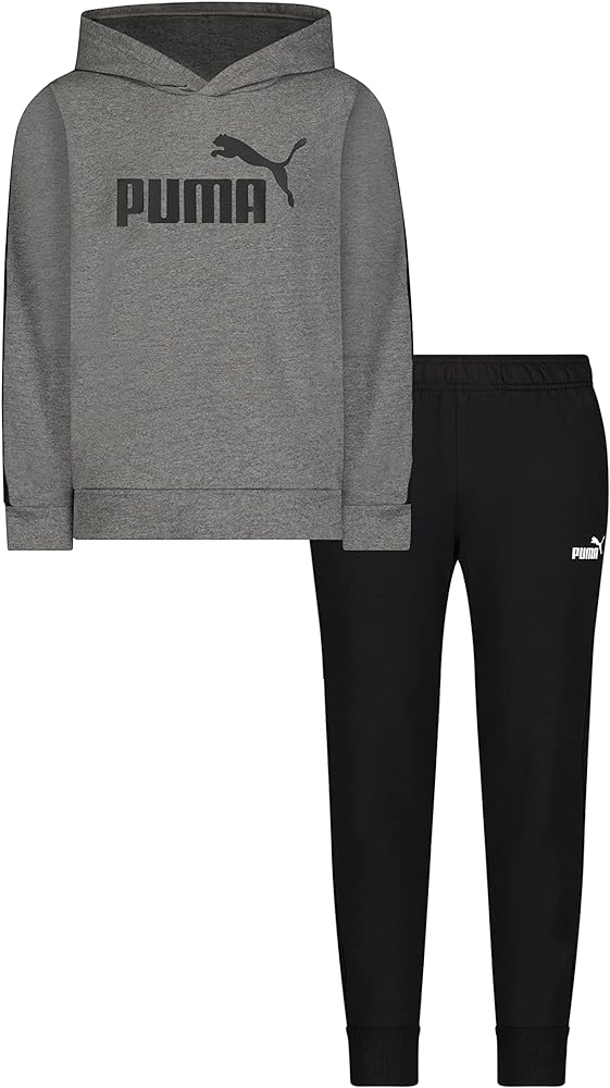 PUMA boys Fleece Pullover Hoodie & Jogger Set