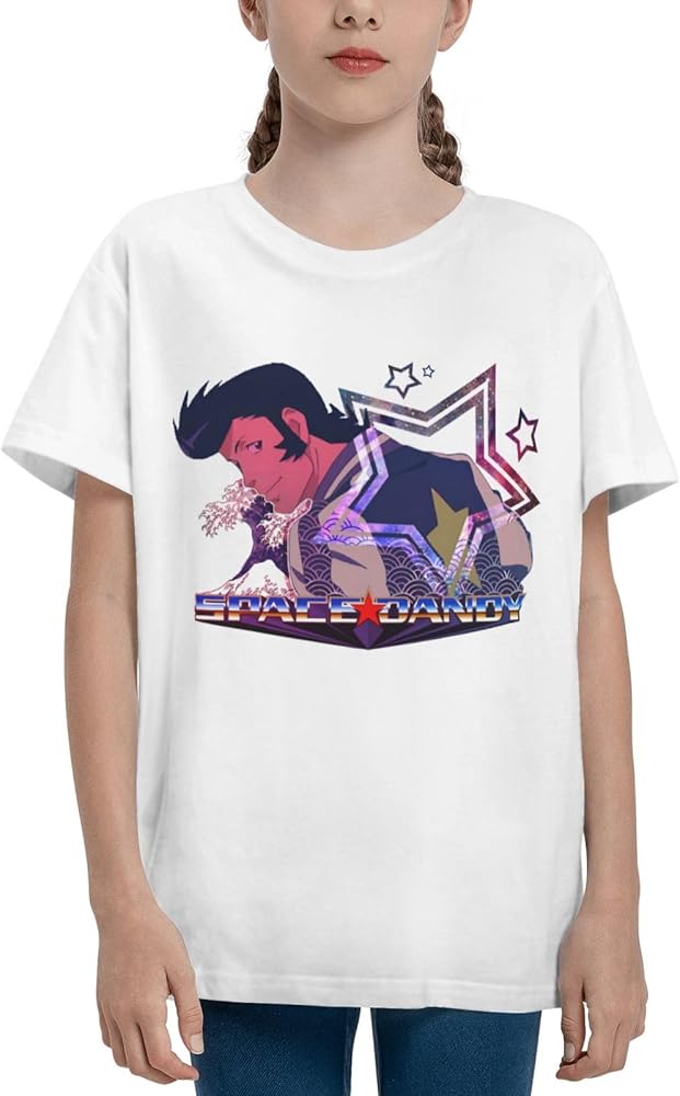 Anime Space Dandy Shirt Boys Girls Round Neck Short Sleeve Cotton Tees