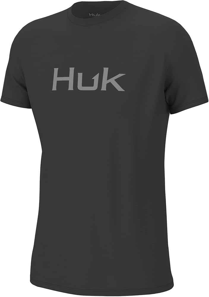 HUK Unisex Standard Performance Fishing Logo Tee, Short Sleeve T-Shirt for Kids, Volcanic Ash, Small