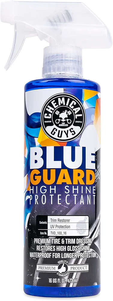 Chemical Guys TVD_103_16 Blue Guard II Wet Look Premium Sprayable High Gloss Shine Dressing and Conditioner for Rubber and Plastic Safe for Cars, Trucks, Motorcycles, RVs & More, 16 fl oz