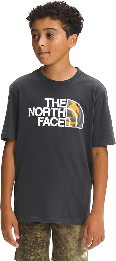 THE NORTH FACE Boys' Short Sleeve Graphic Tee, Asphalt Grey/Summit Gold, Large