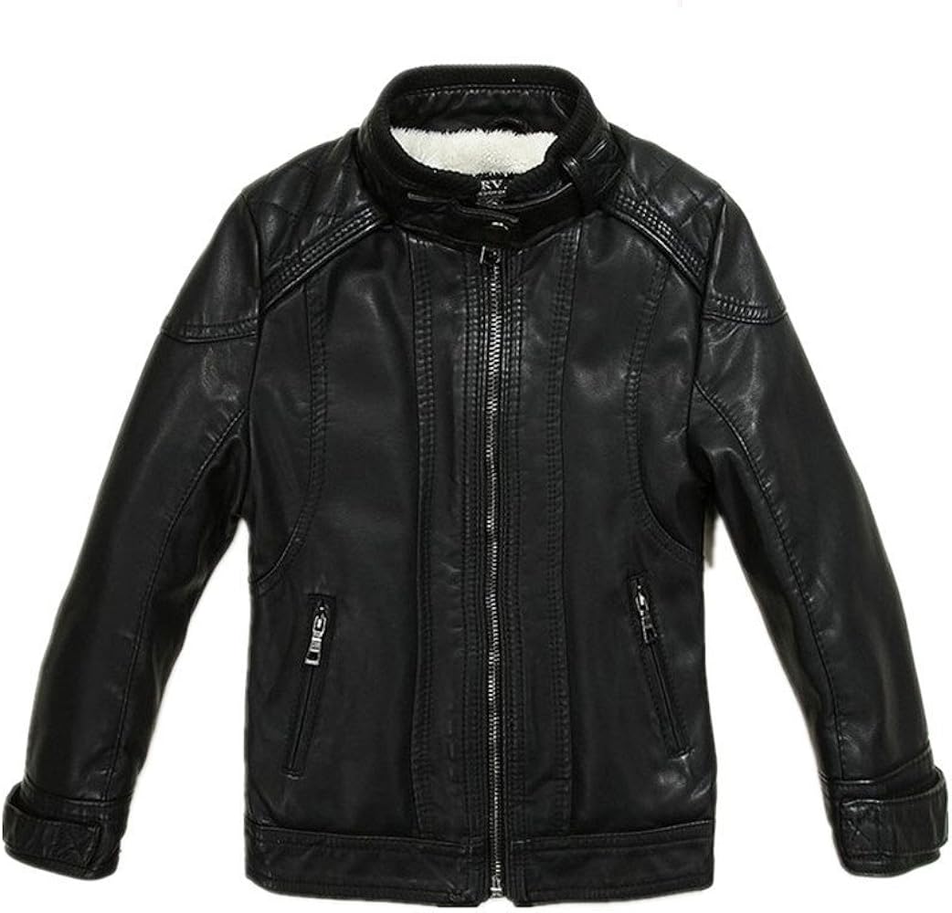 LJYH Boys Winter Pu Leather Jackets Children Velvet Motorcycle Thicken Coats