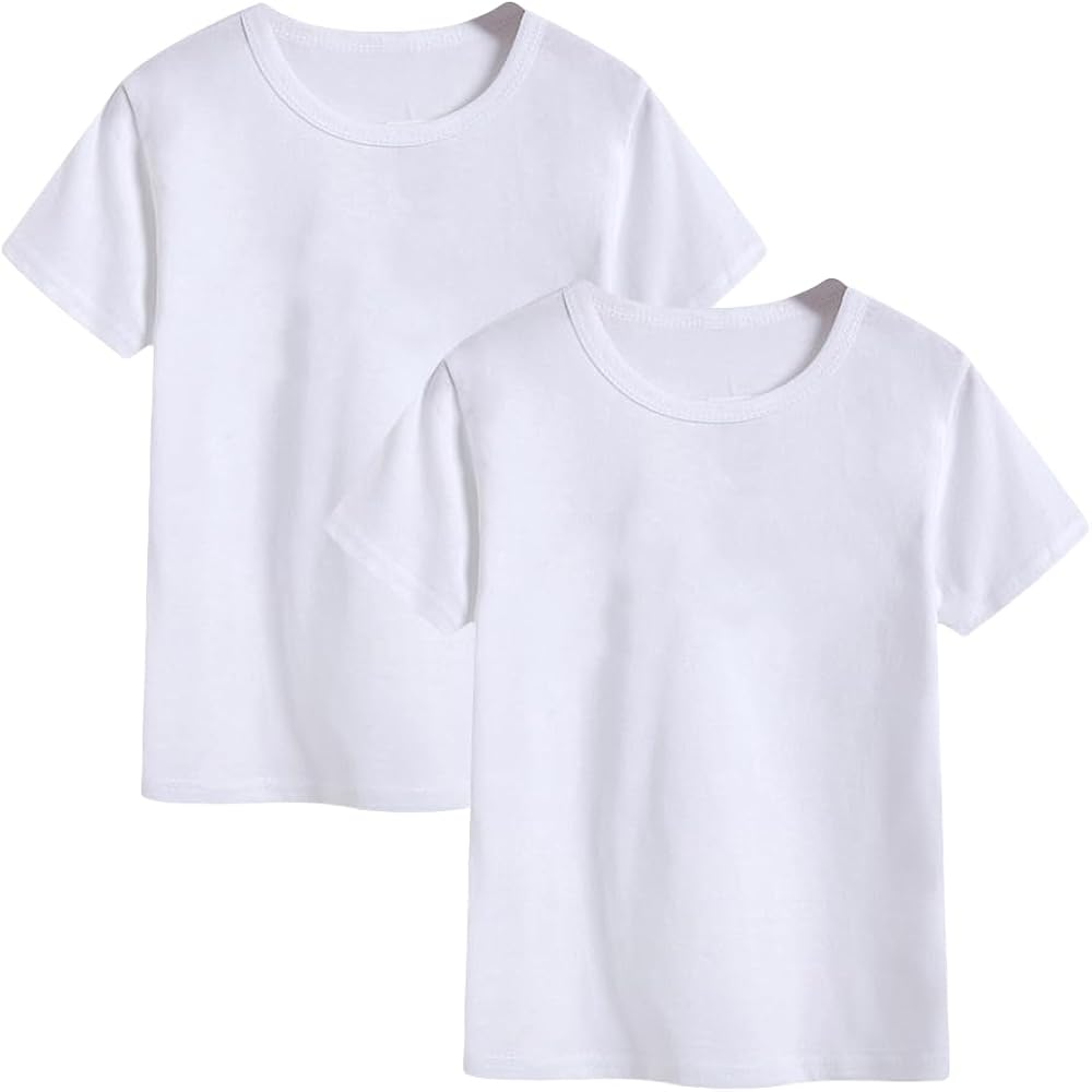 2-Pack Kids Cotton T-Shirts Short Sleeve Basic Tops for Boys and Girls