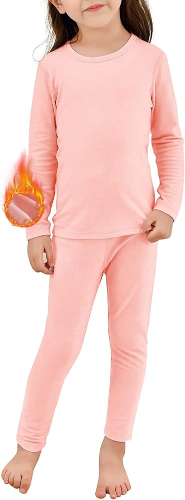 Girls Thermal Underwear Set Toddler Winter Soft Base Layer Kids Warm Long Johns for Girls Boys Classic Light Pink Large (100) /3T-4T