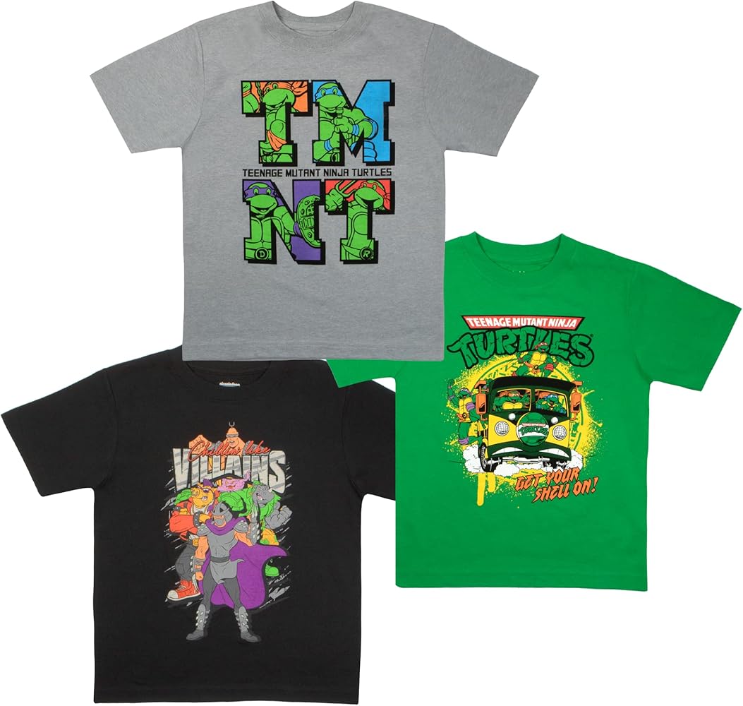 Nickelodeon Teenage Mutant Ninja Turtles Boys 3-Piece Set, 3-Pack Short Sleeve T-shirt Bundle Set for Kids and Toddlers