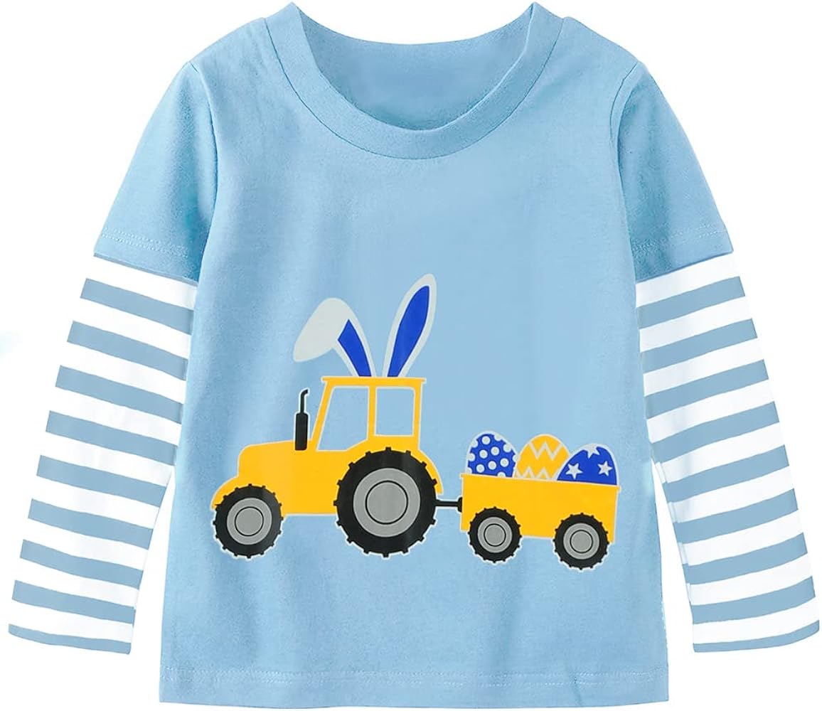 Little Hand Kids Easter Day T-Shirt Toddler Easter Egg Tee Long Sleeve Shirt