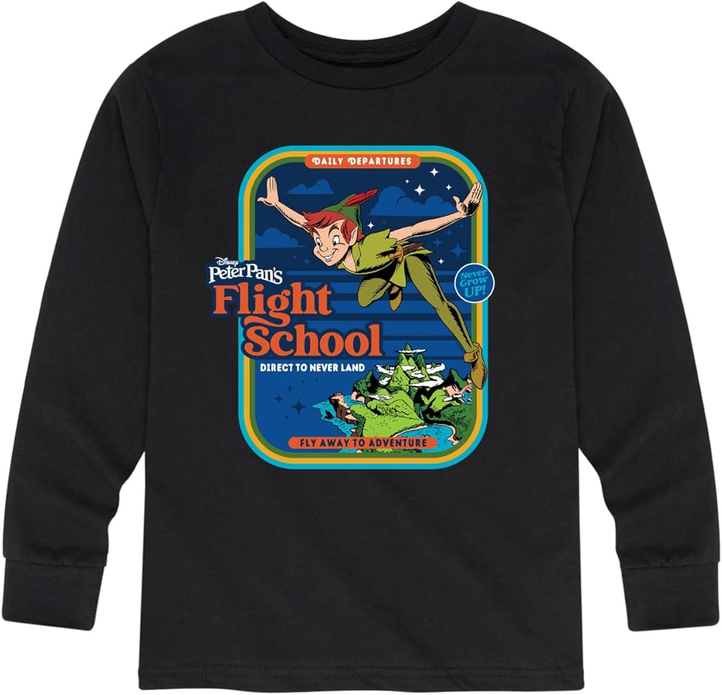 Disney Peter Pan - Flight School - Fly Away to Adventure - Toddler and Youth Long Sleeve Graphic T-Shirt