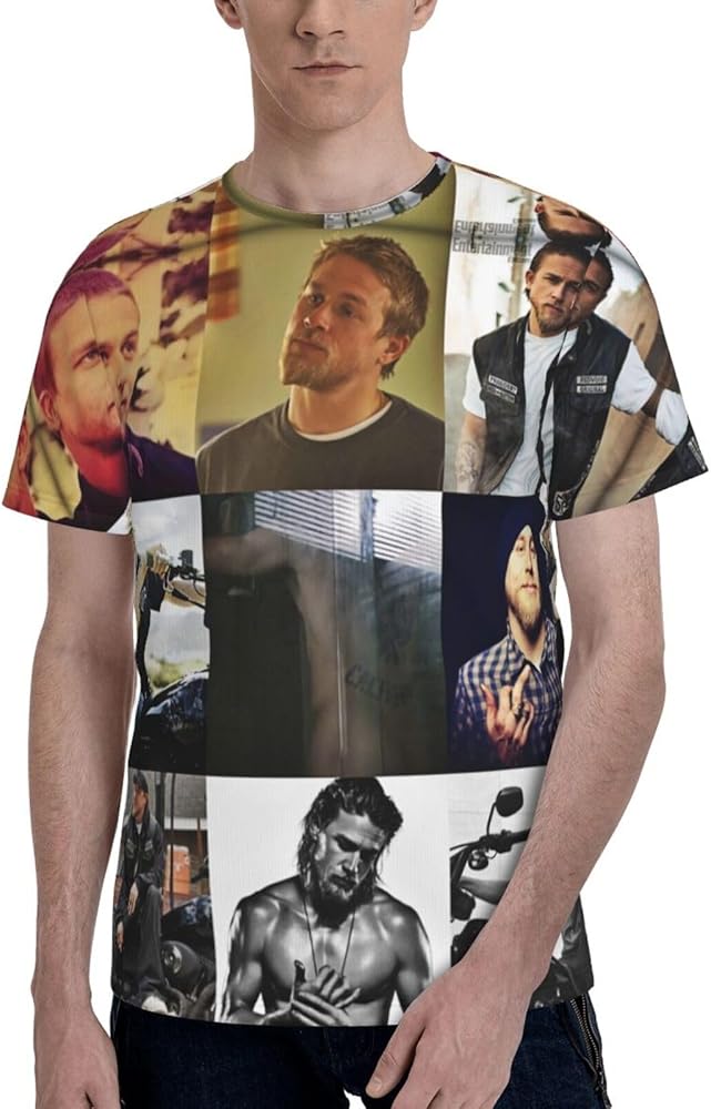 Charlie Hunnam T Shirt Men's Summer Fashion Casual Round Neckline Short Sleeve Cotton Tee Top