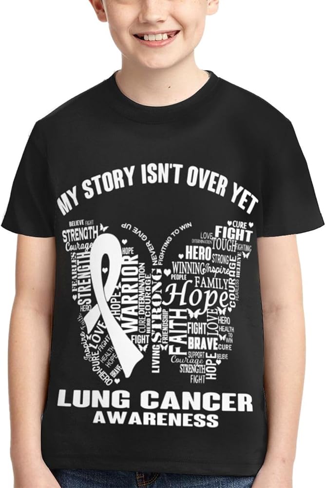 Lung Cancer Awareness Boys Girls Shirts Kids Short Sleeve Classic Crewneck Top Tee