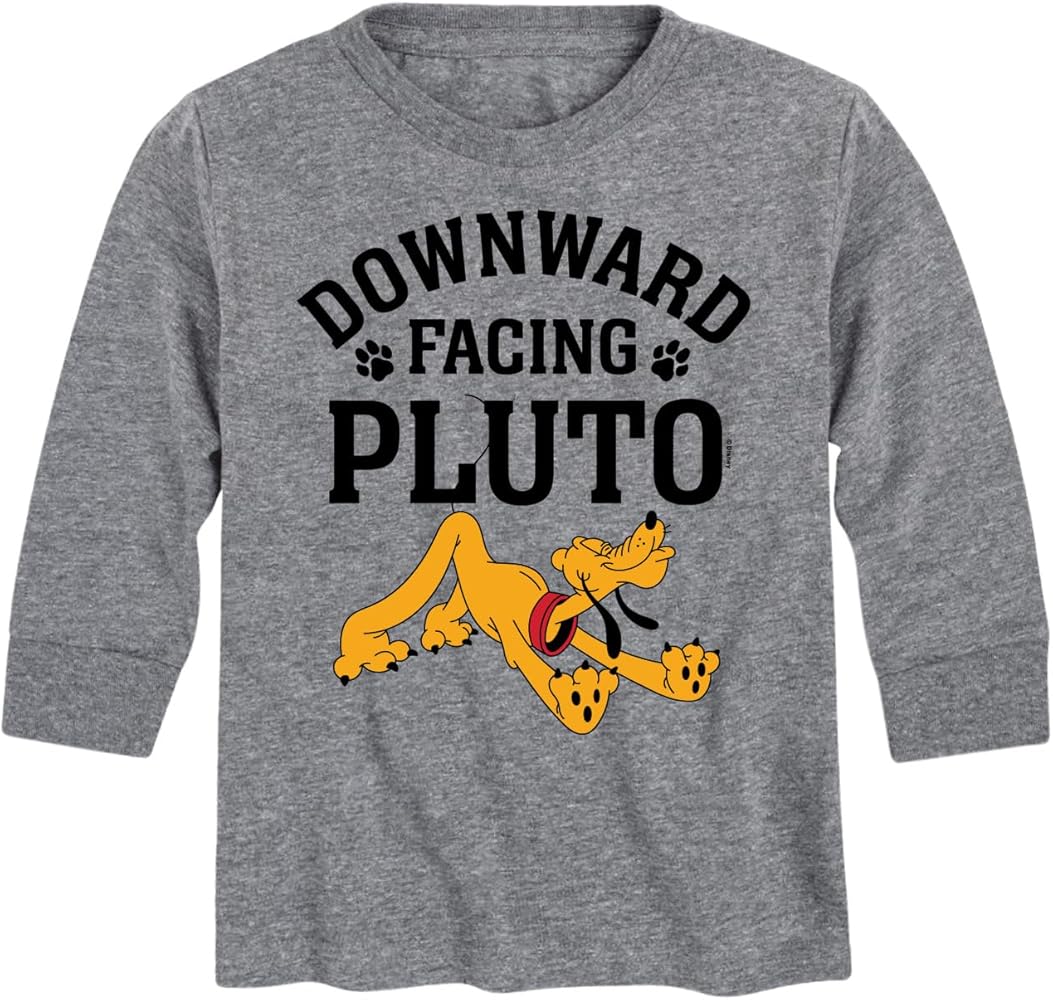 Disney Mickey & Friends - Downward Facing Pluto - Toddler and Youth Long Sleeve Graphic T-Shirt