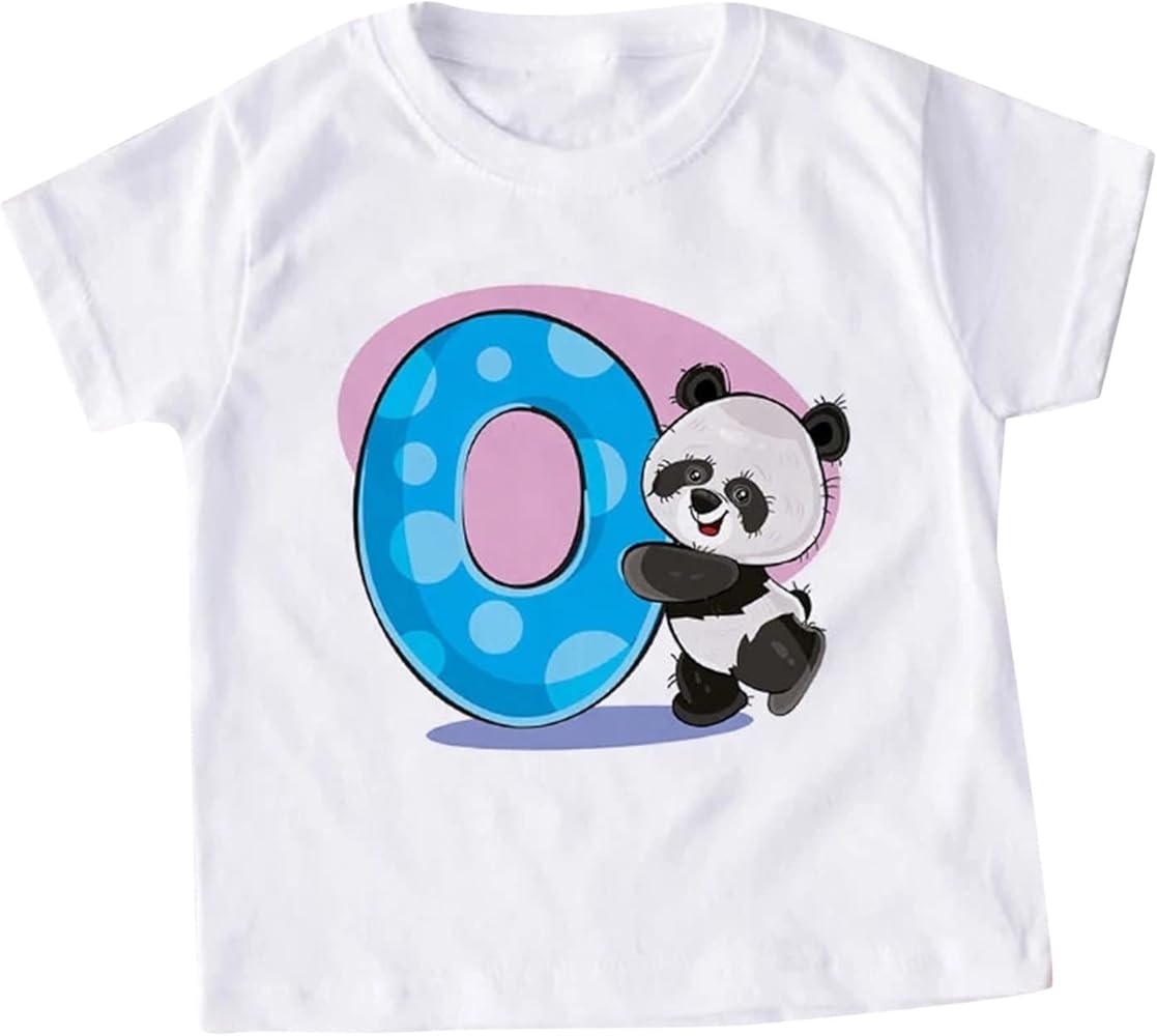 Toddler Boys Girls Summer Short Sleeve Panda Cartoon Prints T Shirts Tops Outwear Cute Large Pack