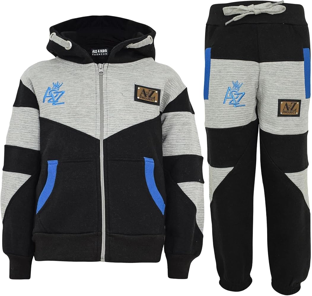 Boys Girls Tracksuit Fleece Hoodie A2Z Embroidered Top Joggers Bottom Suit Set