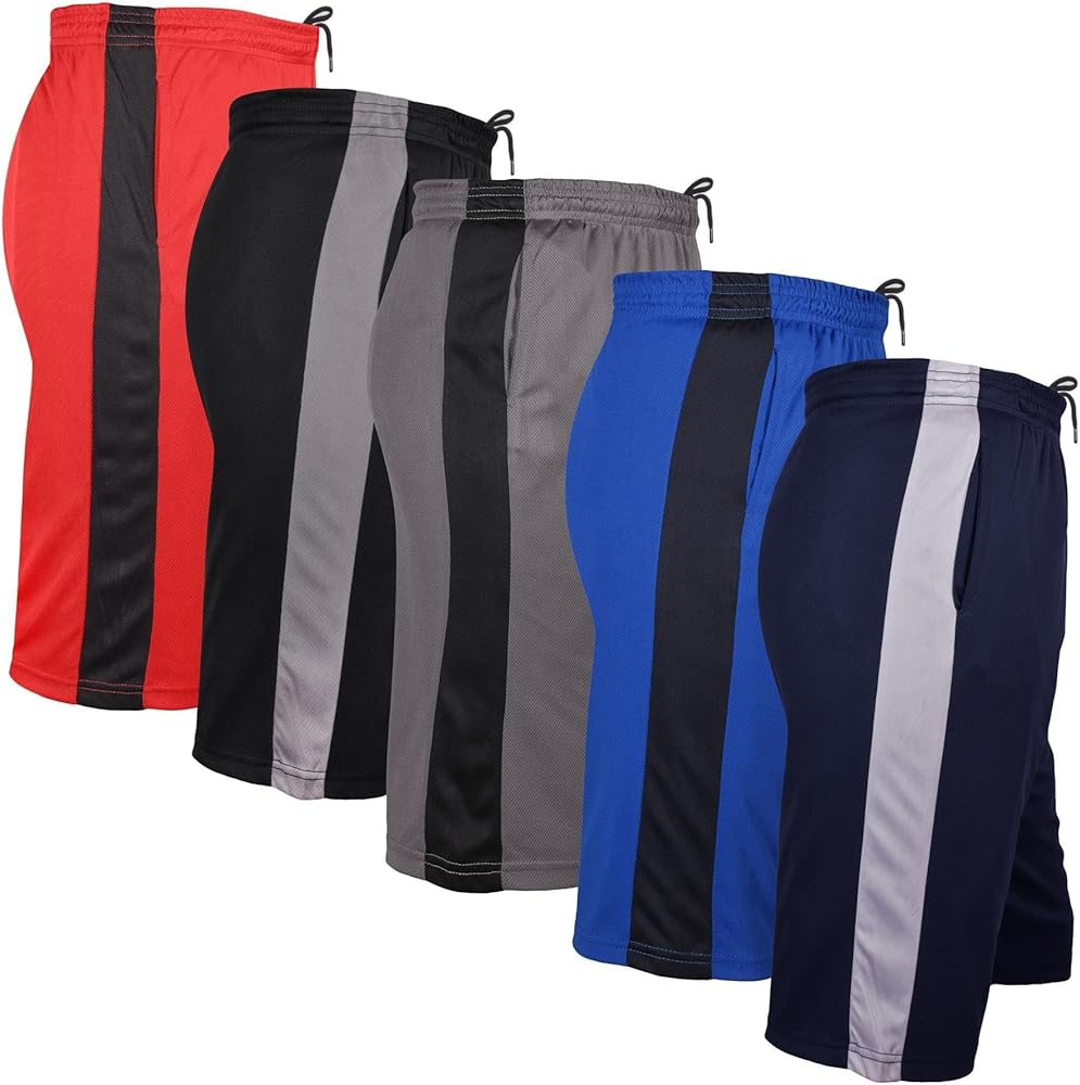 A2Z 4 Kids 5 Pack Boys Lightweight Mesh Athletic Shorts Football Boxing Cycling Daily Workout Running Basketball Sports