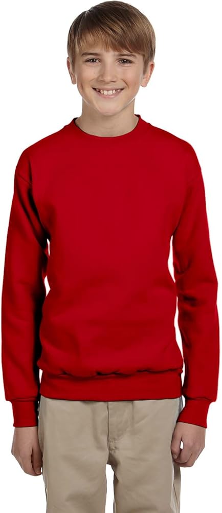 Hanes Youth Comfortblend Ecosmart Crew Neck Fleece, Deep Red, Small