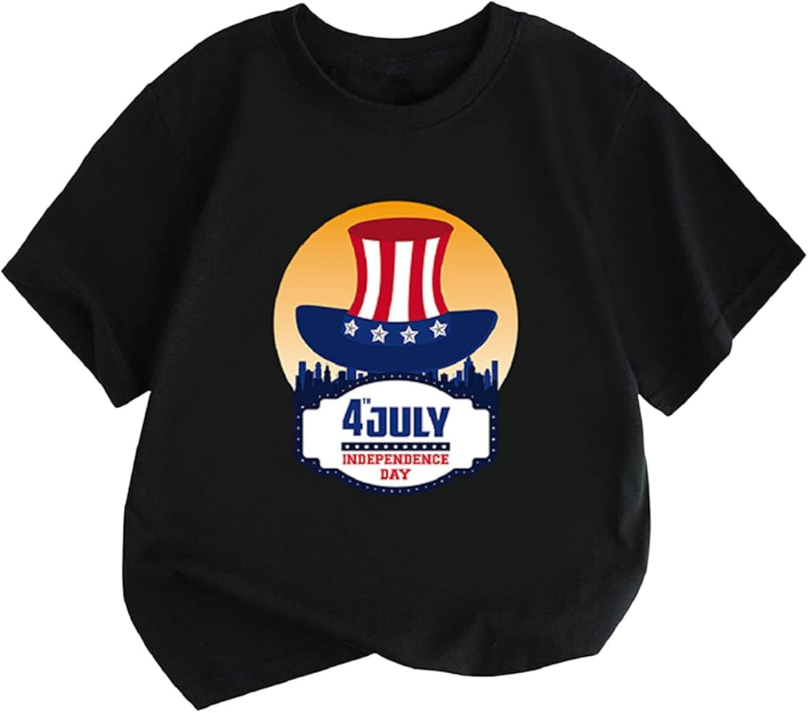 Summer Toddler Boys Girls Short Sleeve Independence Day Letter Prints T Shirt Tops Boys' Sports Shirts