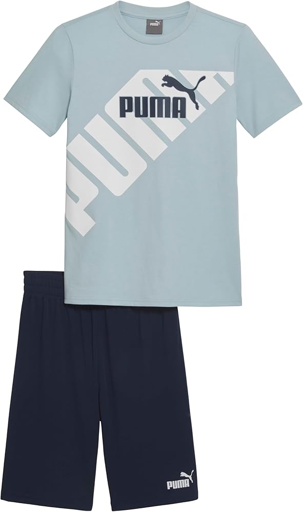 PUMA Boys Cotton Jersey Short Sleeve T-shirt & Mesh Short Set