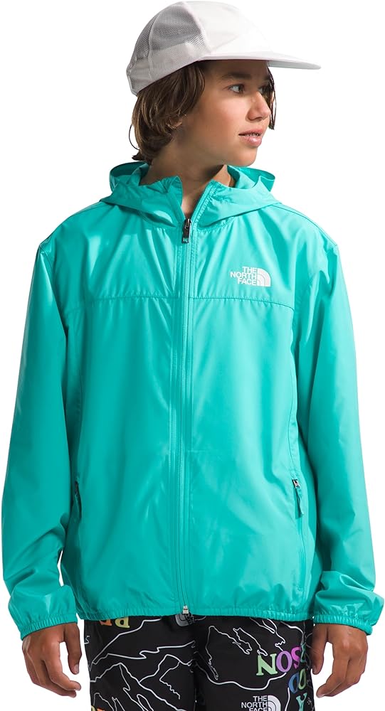 THE NORTH FACE Boys' Never Stop Hooded WindWall Jacket, Geyser Aqua, Large