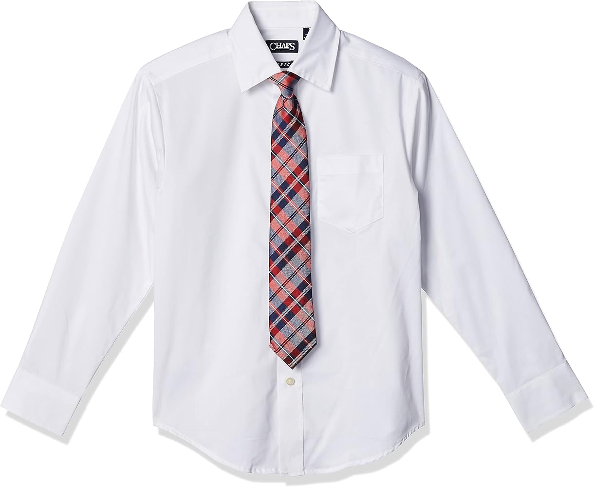 Chaps Boys' Long Sleeve Dress Shirt with Matching Tie