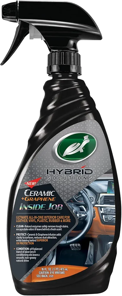 Turtle Wax 53787 Hybrid Solutions Ceramic Graphene Inside Job, Interior All Purpose Car Cleaner and Protectant, Odor Eliminator, Works on Leather, Vinyl, Plastic, Rubber and More, 16 fl oz