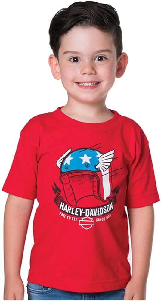 Harley-Davidson Boy's Free to Fly Short Sleeve Toddler Cotton Tee - Red