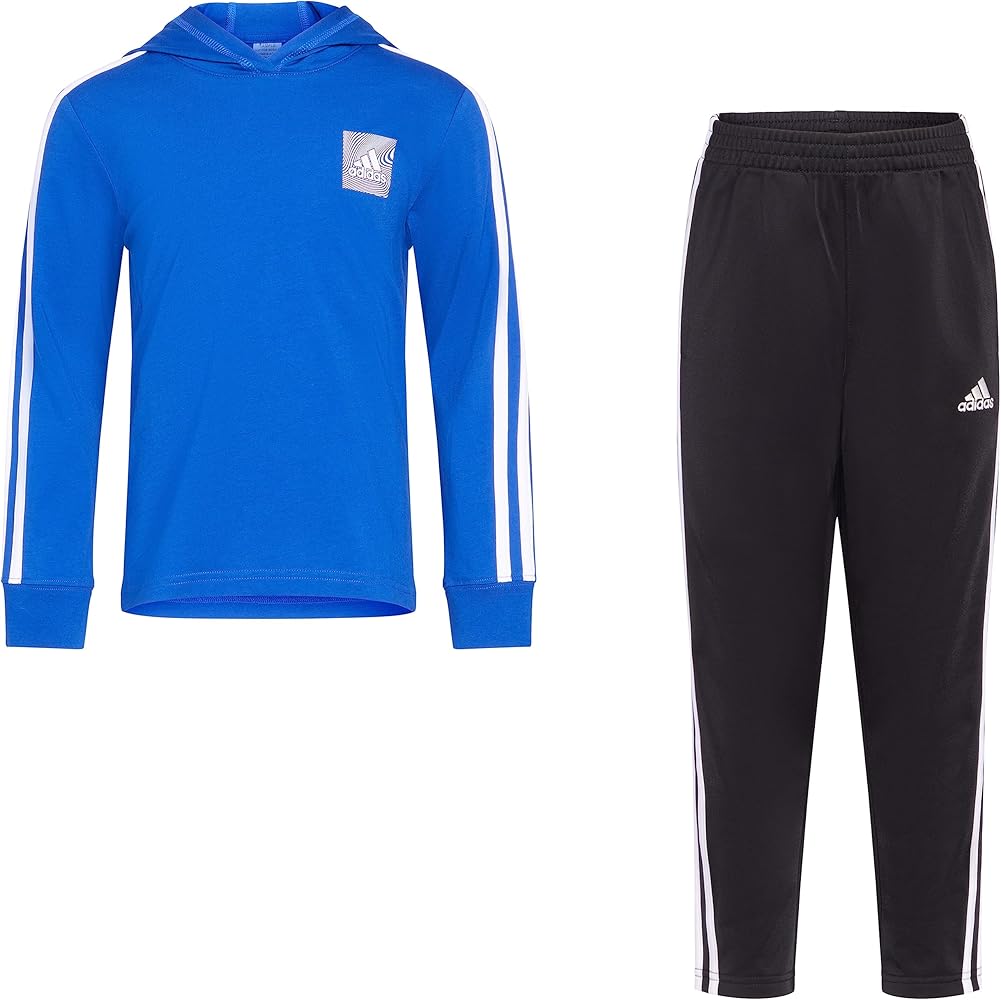 adidas Boys 2-piece Long Sleeve 3-stripe Hooded Tee & Pant SetHooded Tee & Jogger