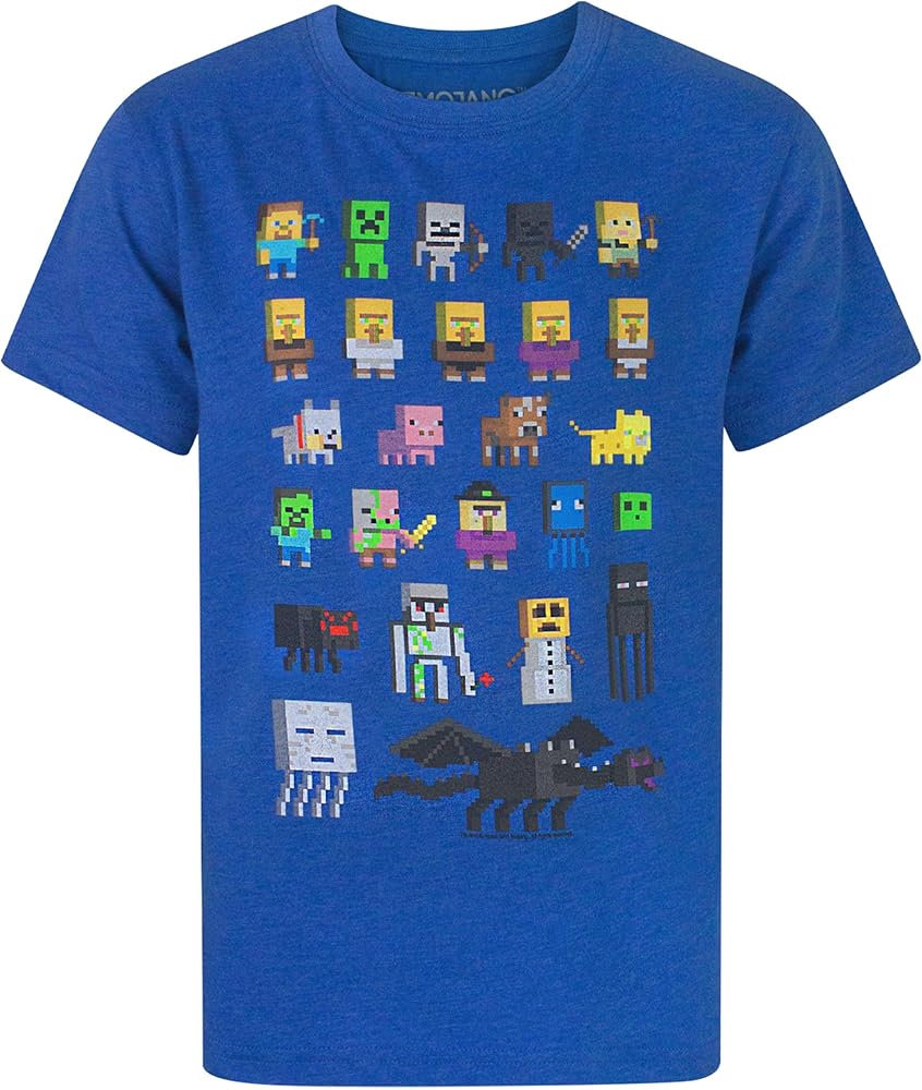 Minecraft T Shirt for Boys Sprites Short Sleeve Kids Top