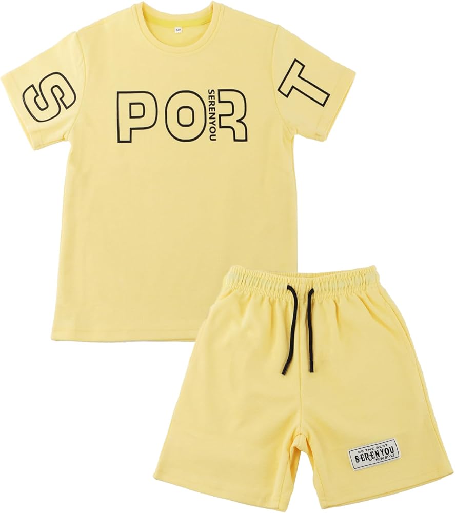 Little & Big Boys Short Sleeve Shirt and Shorts Set Summer Outfits Clothes Set 4-13 Years