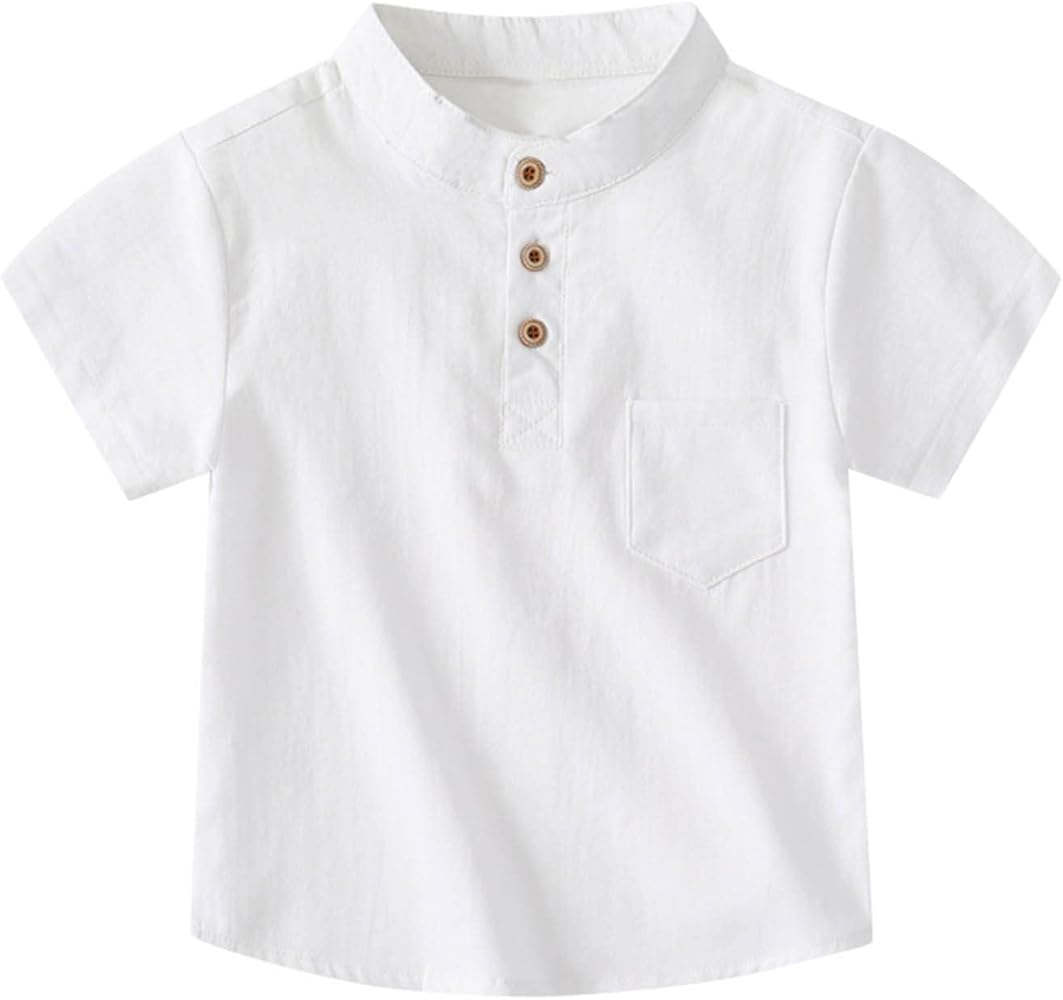 Boys Shirts 1T-7T Cotton Short Sleeve Youth Summer Tops Kids T Shirt Collar Performance Shirts with Pocket